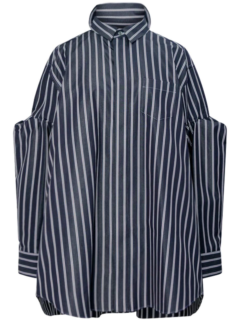 Sacai Oversized Black Poplin Shirt with Unique Elbow Cut-Outs Grijs