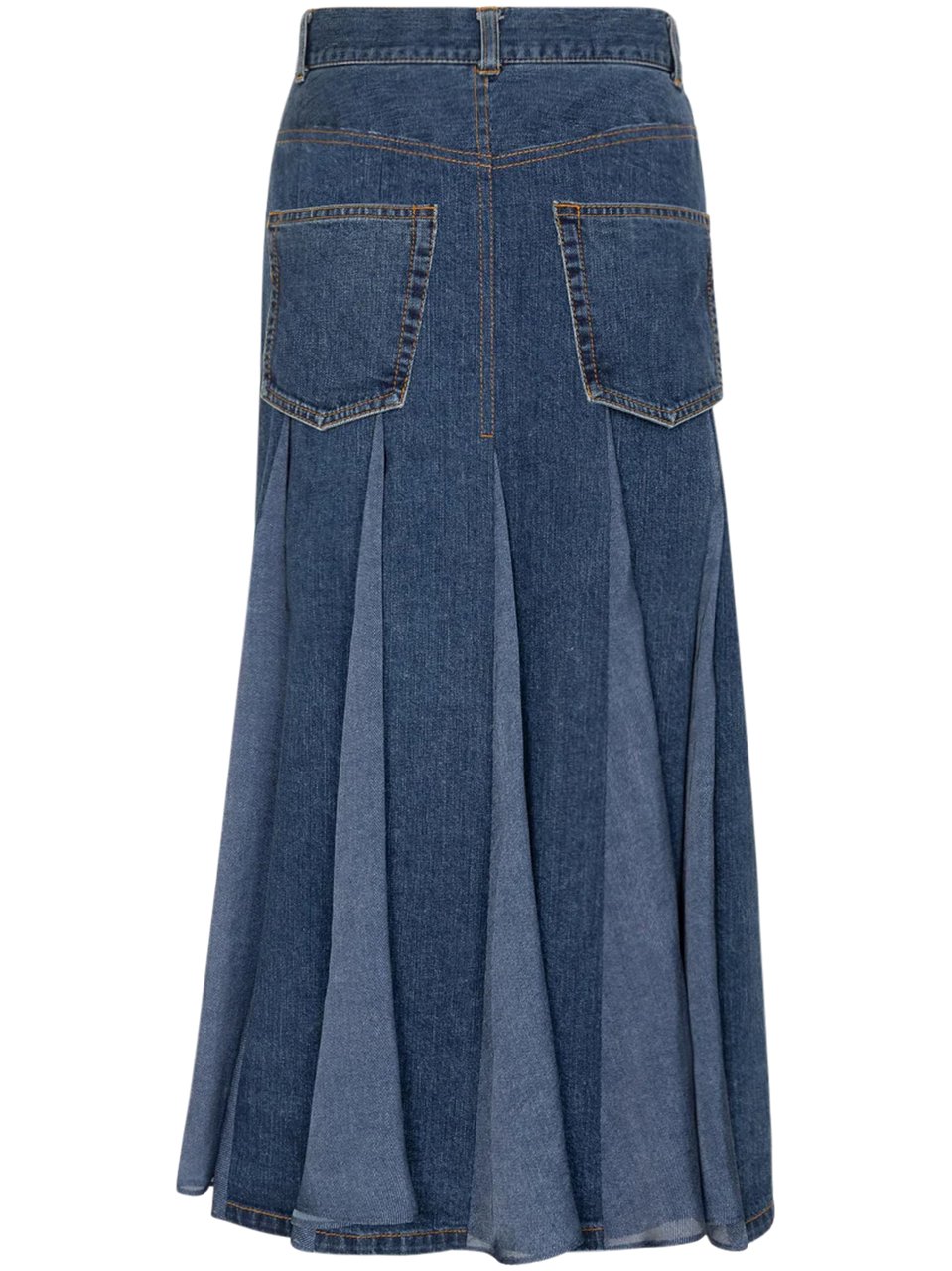 Sacai Mid-Length Denim Skirt with Flared Design Groen