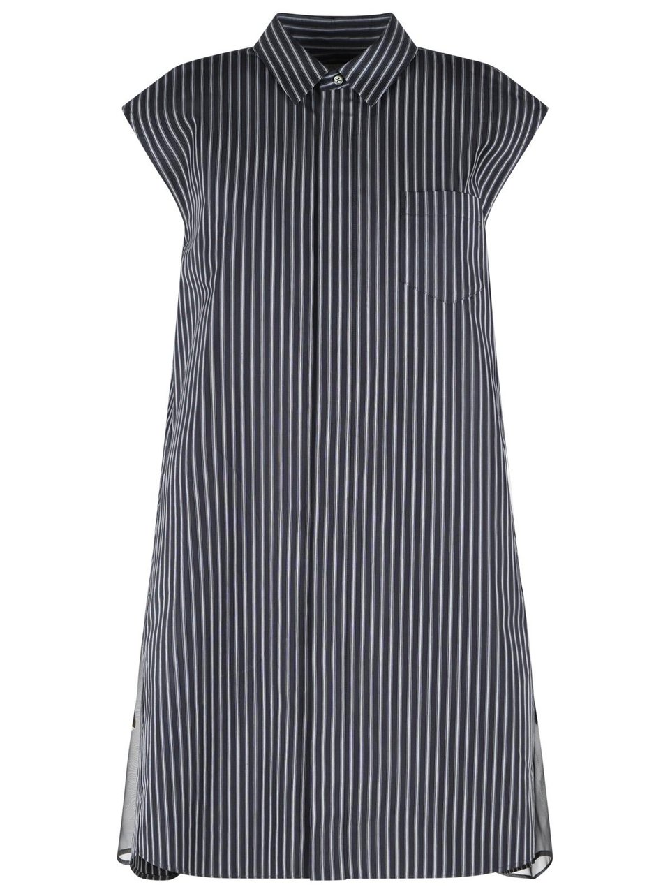 Sacai Navy Cotton Blend Dress Grijs