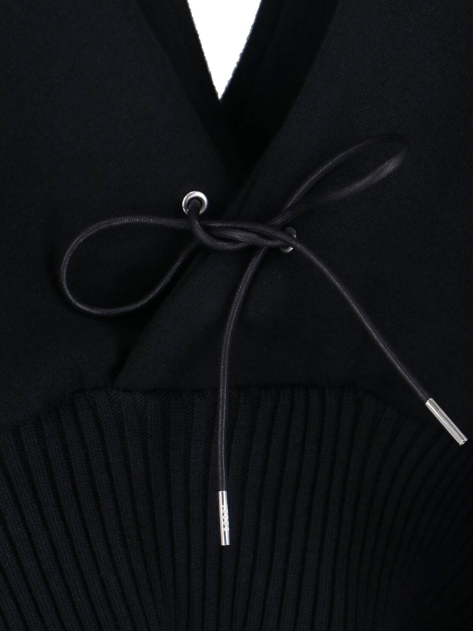 Sacai Black V-Neck Cotton Blend Cardigan Zwart