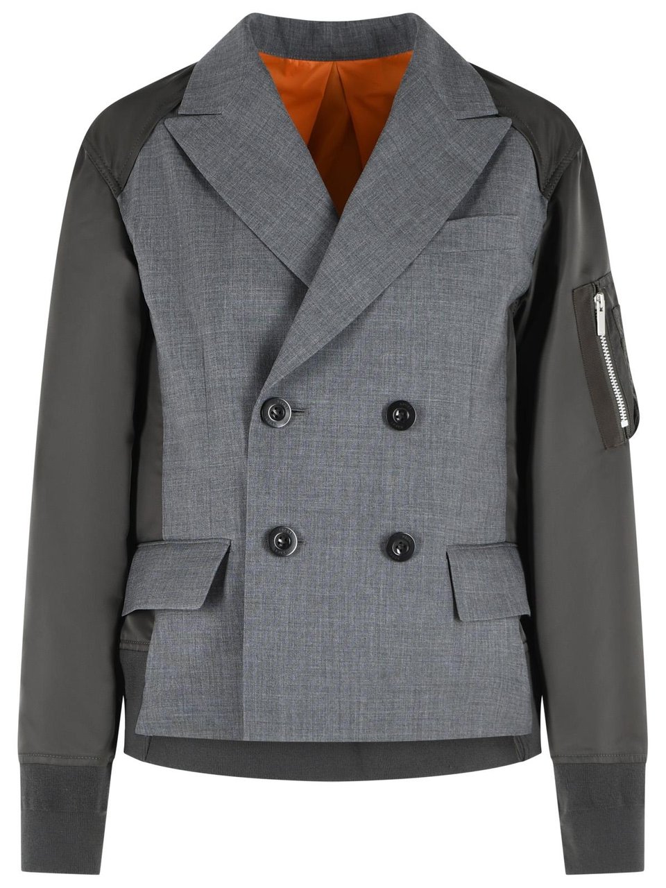 Sacai Blazer In Grey And Green Wool Blend Grijs