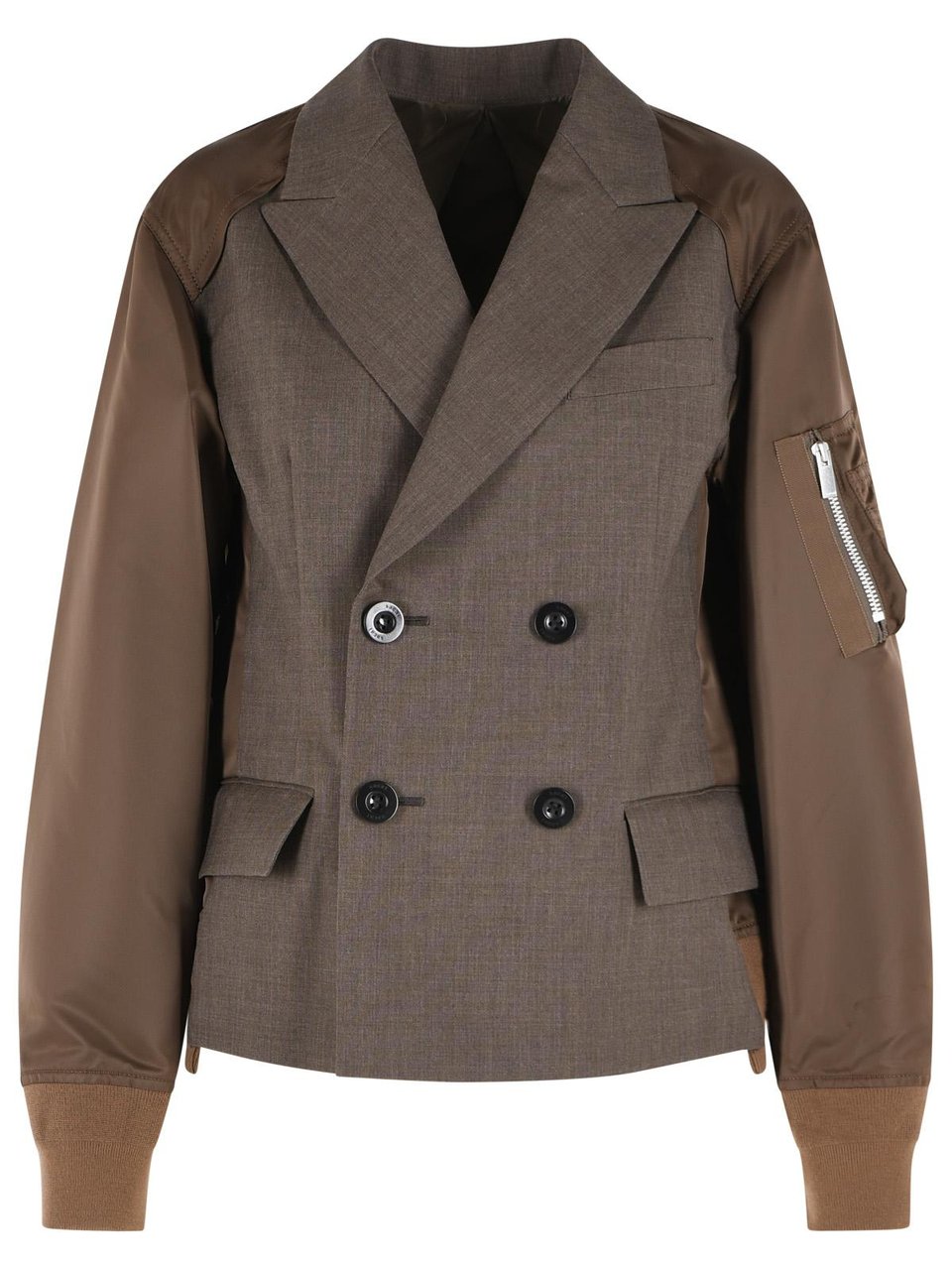 Sacai Brown Wool Blend Blazer Grijs
