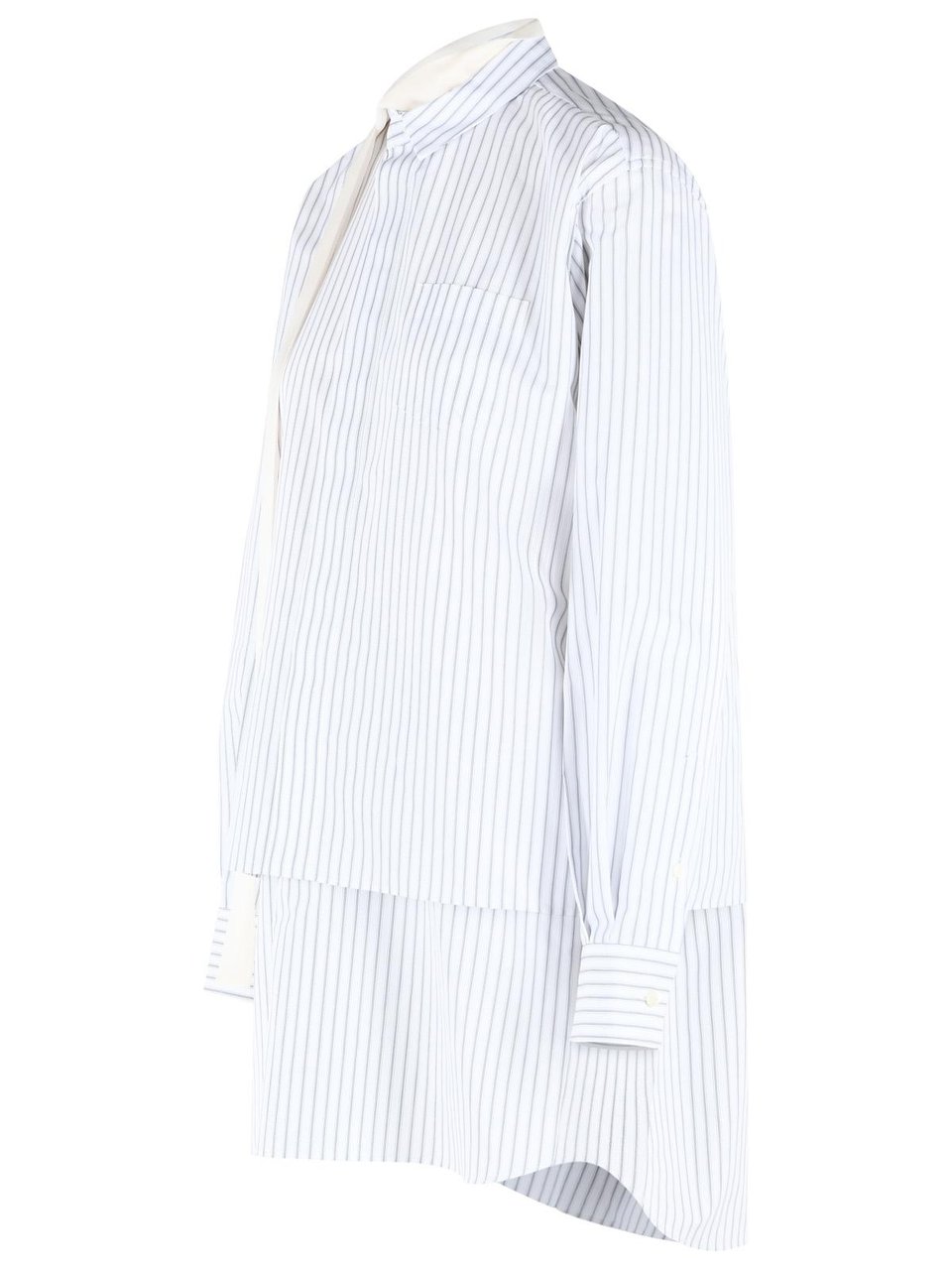 Sacai White Cotton Blend Mini Dress Wit