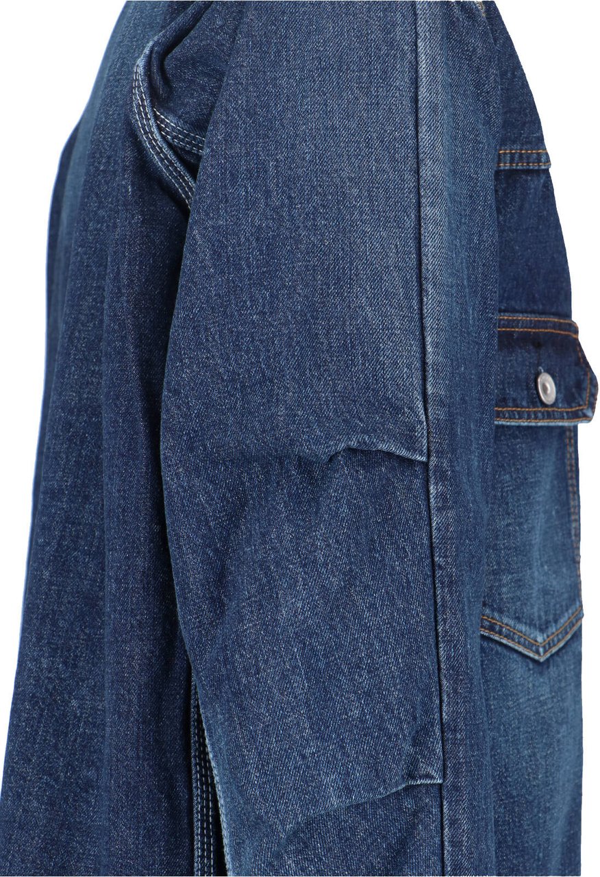 Sacai Layered Design Casual Jacket With Structured Silhouette Blauw