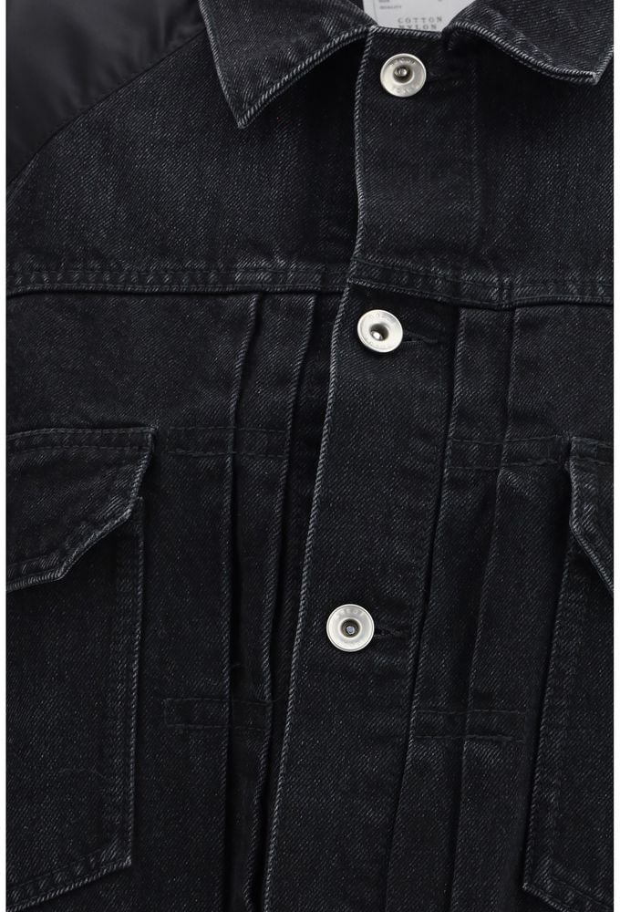 Sacai Sacai Black Cotton Denim Jacket Zwart