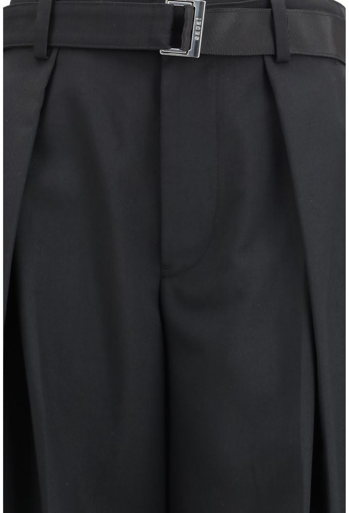 Sacai Sacai Black Polyester Casual Pants Zwart