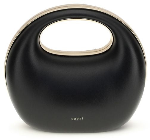 Sacai Sacai Black Calf Leather Bos Taurus Handbag Zwart