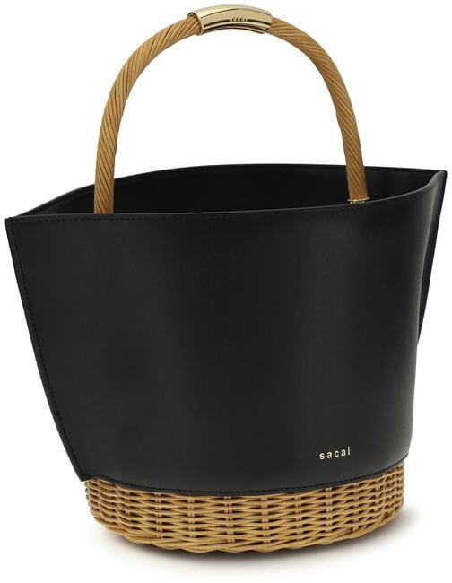 Sacai Sacai Black Calf Leather Bos Taurus Shoulder Bag Zwart