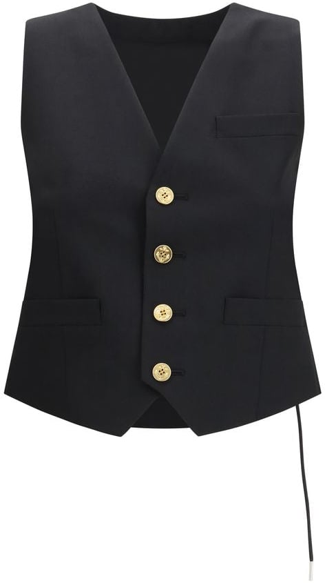 Sacai Sacai Black Polyester Waistcoat Zwart