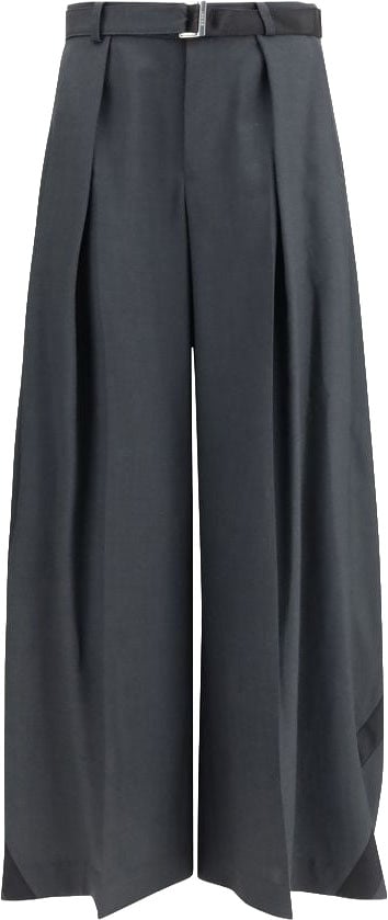Sacai Gray Polyester Casual Pants Grijs