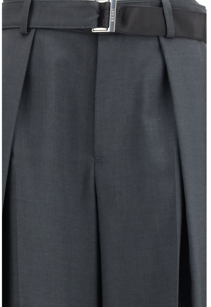 Sacai Gray Polyester Casual Pants Grijs