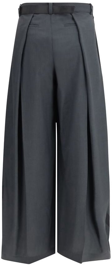 Sacai Gray Polyester Casual Pants Grijs