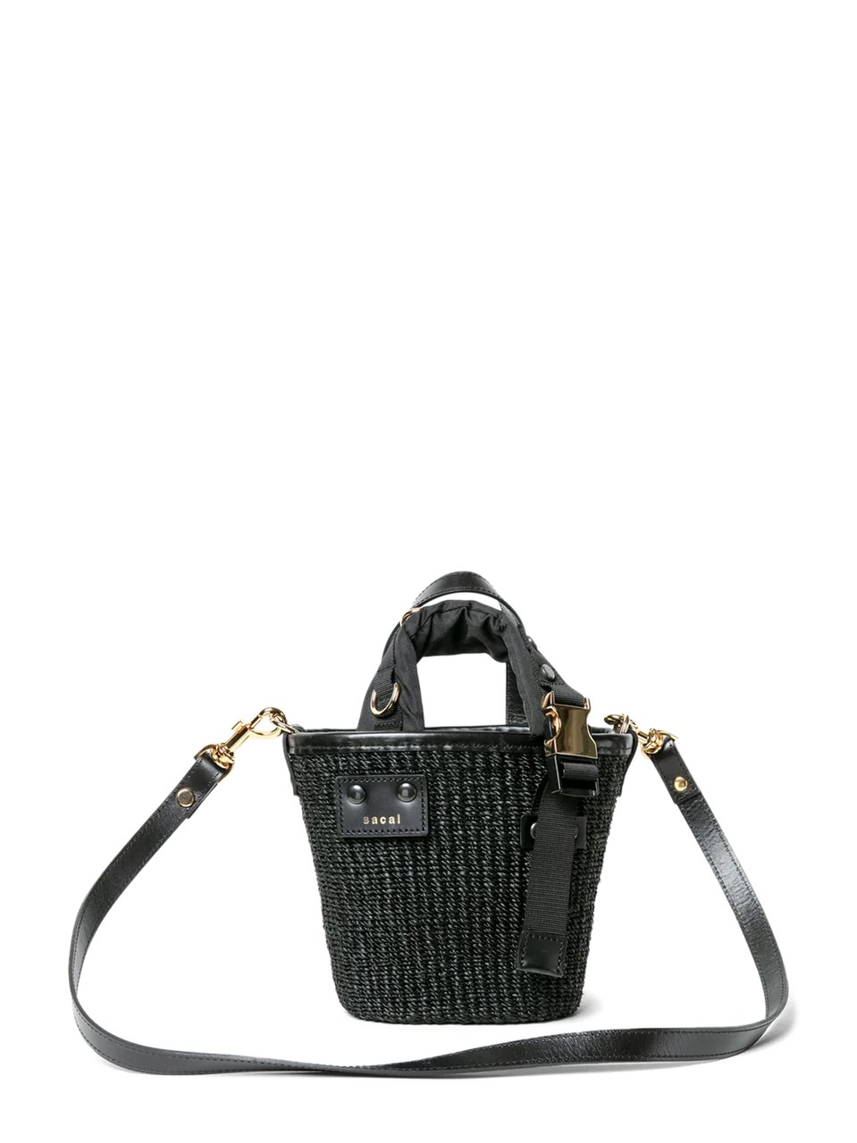 Sacai Trapezoidal Structured Handbag with Woven Texture Zwart