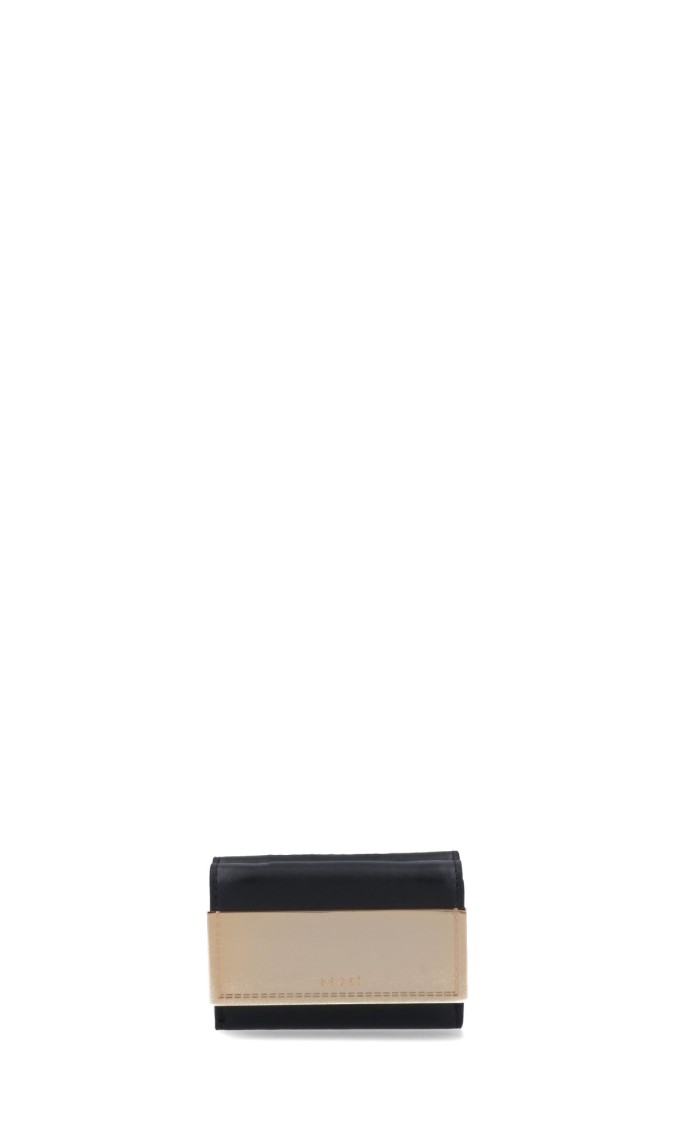 Sacai Rectangular Black Wallet With Gold-Tone Accent Zwart