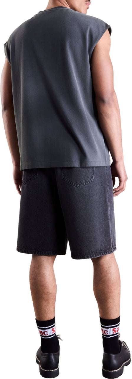 Saint Blanc Oval Logo Denim Short Zwart