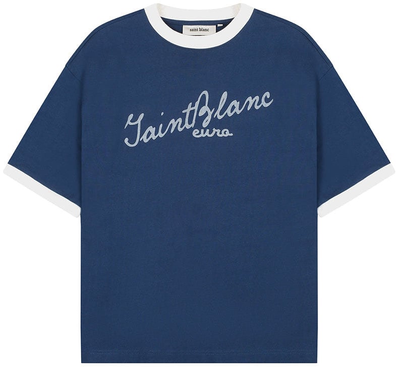 Saint Blanc Scribble Ringer T-Shirt Blauw