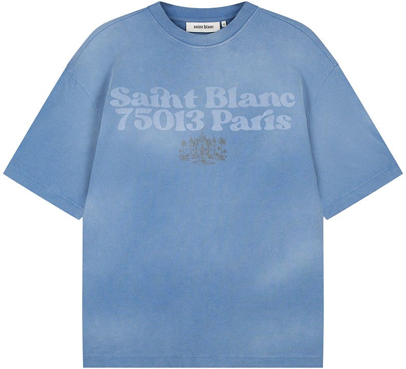 Saint Blanc Postcode T-Shirt Blauw