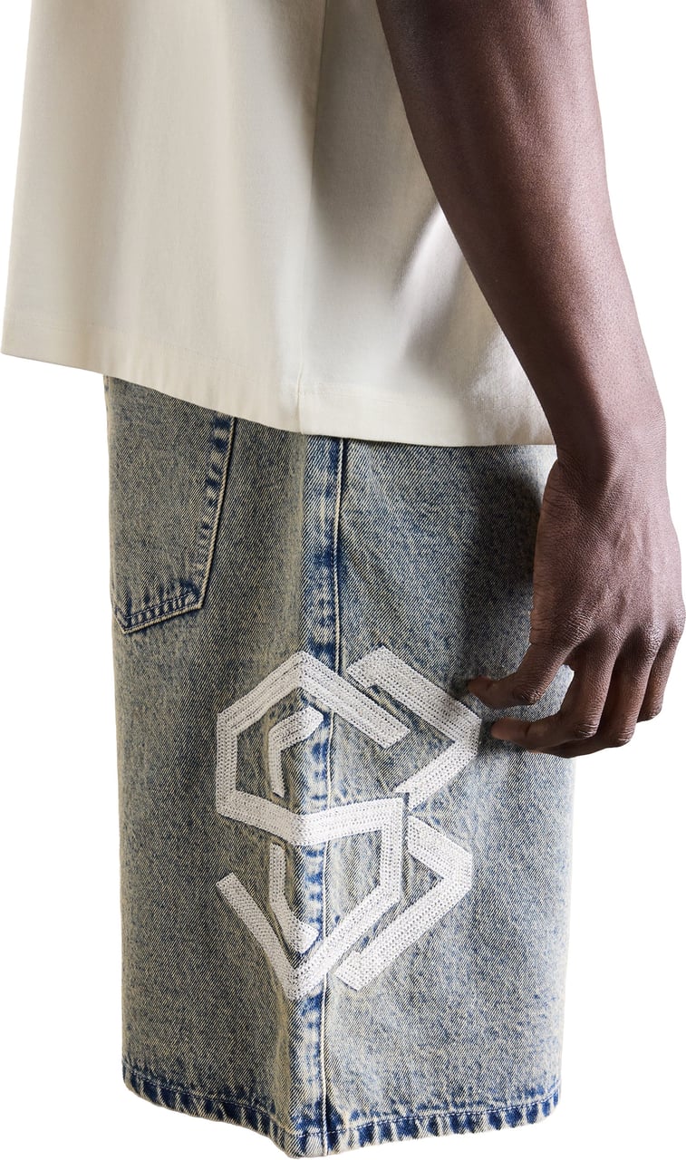 Saint Blanc Washed Denim Short Blauw