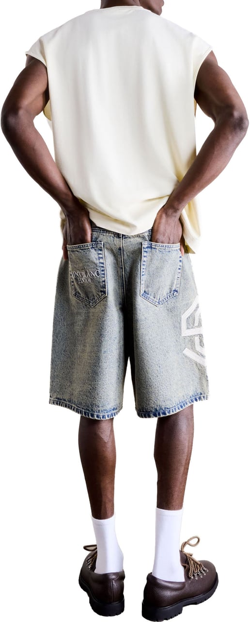 Saint Blanc Washed Denim Short Blauw