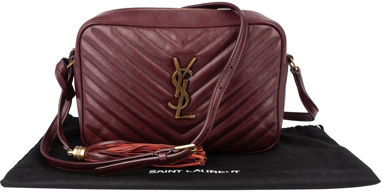 Saint Laurent Saint Laurent Quilted Leather Lou Camera Crossbody Bag Rood
