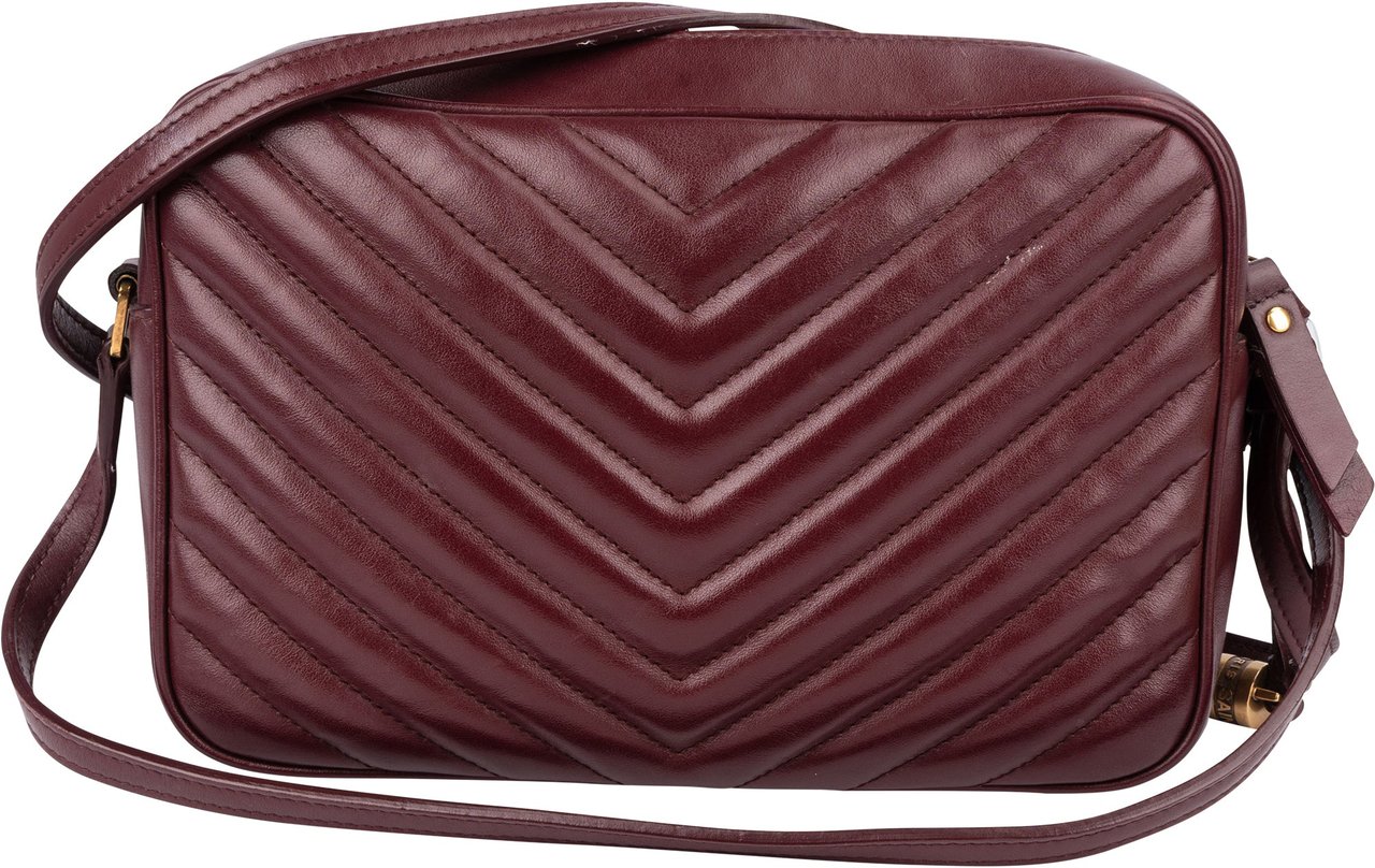 Saint Laurent Saint Laurent Quilted Leather Lou Camera Crossbody Bag Rood