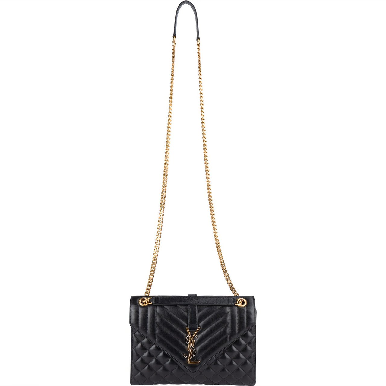 Saint Laurent Saint Laurent Quilted Leather Envelope Medium Crossbody Bag Zwart