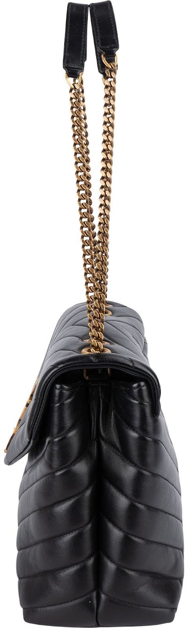 Saint Laurent Saint Laurent Quilted Leather Medium Loulou Crossbody Bag Zwart