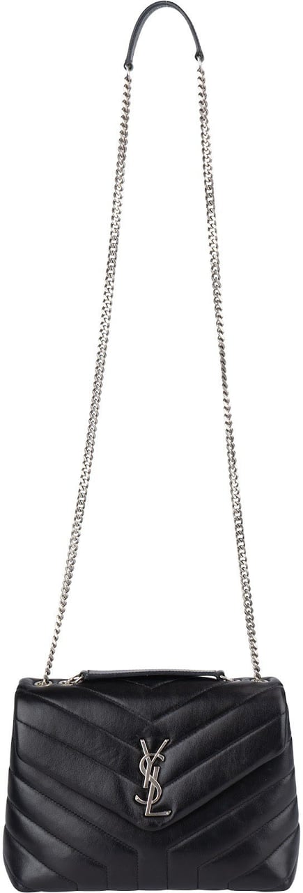 Saint Laurent Saint Laurent Quilted Leather Loulou Crossbody Bag Zwart