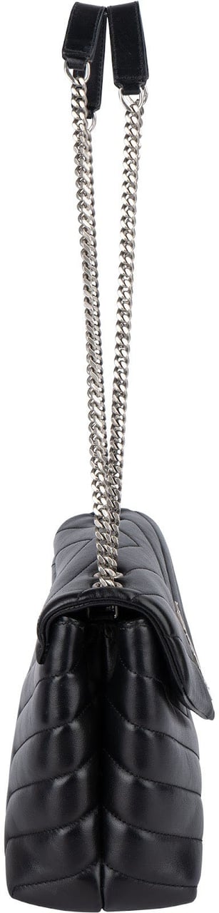 Saint Laurent Saint Laurent Quilted Leather Loulou Crossbody Bag Zwart