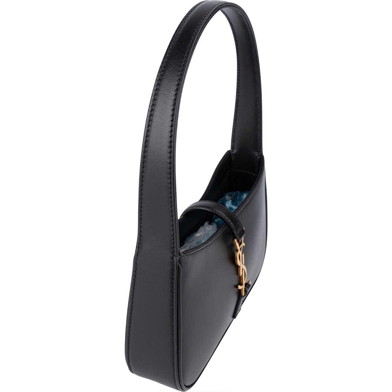 Saint Laurent Saint Laurent Black Leather 5 à 7 Mini Hobo Handbag Zwart