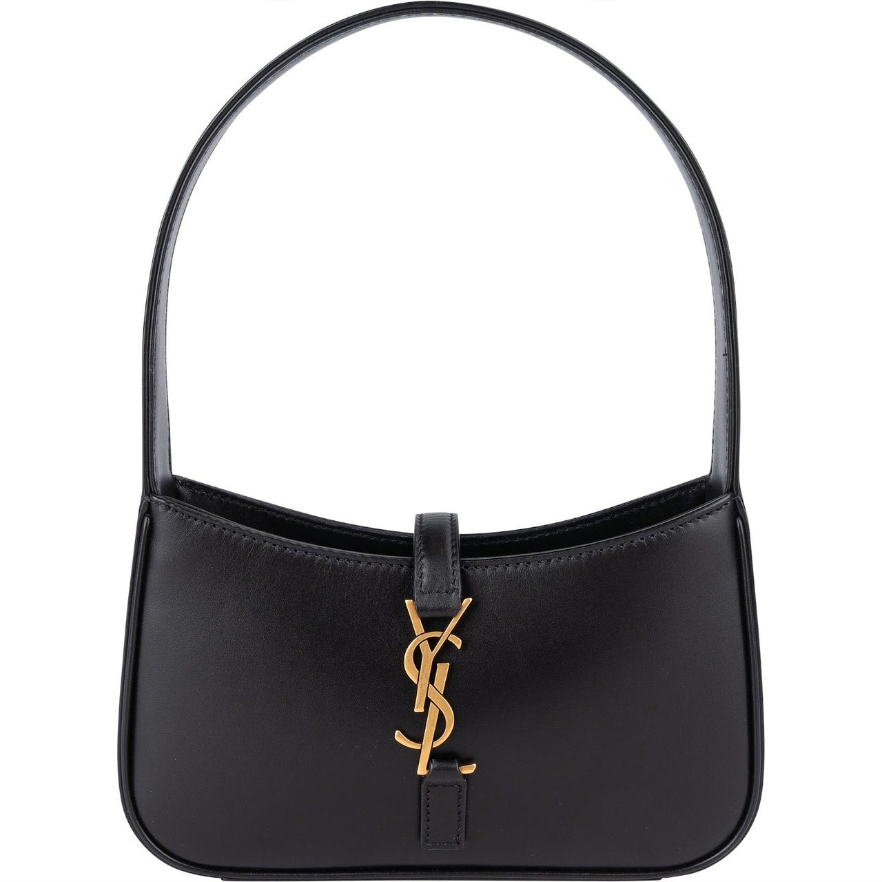 Saint Laurent Black Leather 5 à 7 Mini Hobo Handbag Zwart