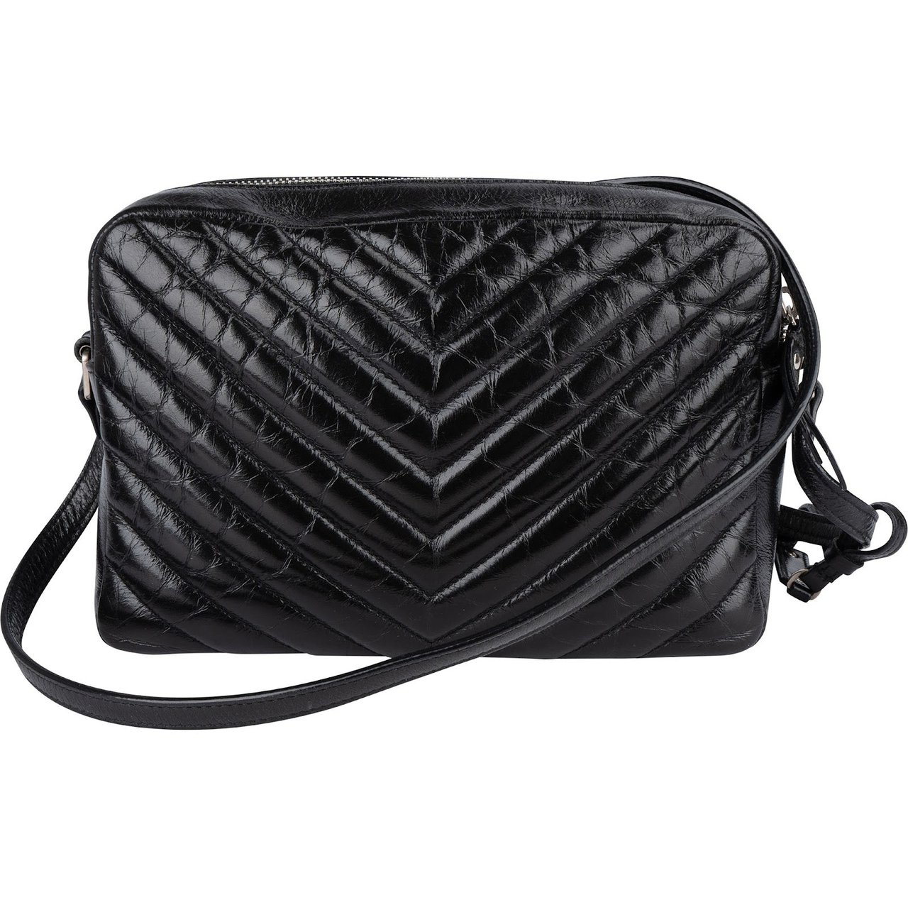 Saint Laurent Saint Laurent Quilted Leather Lou Camera Crossbody Bag Zwart