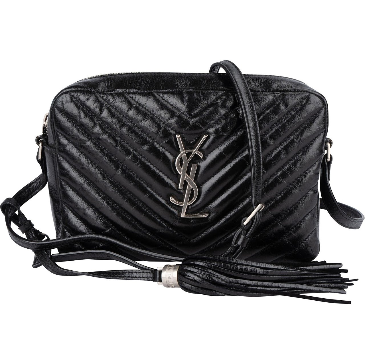 Saint Laurent Saint Laurent Quilted Leather Lou Camera Crossbody Bag Zwart