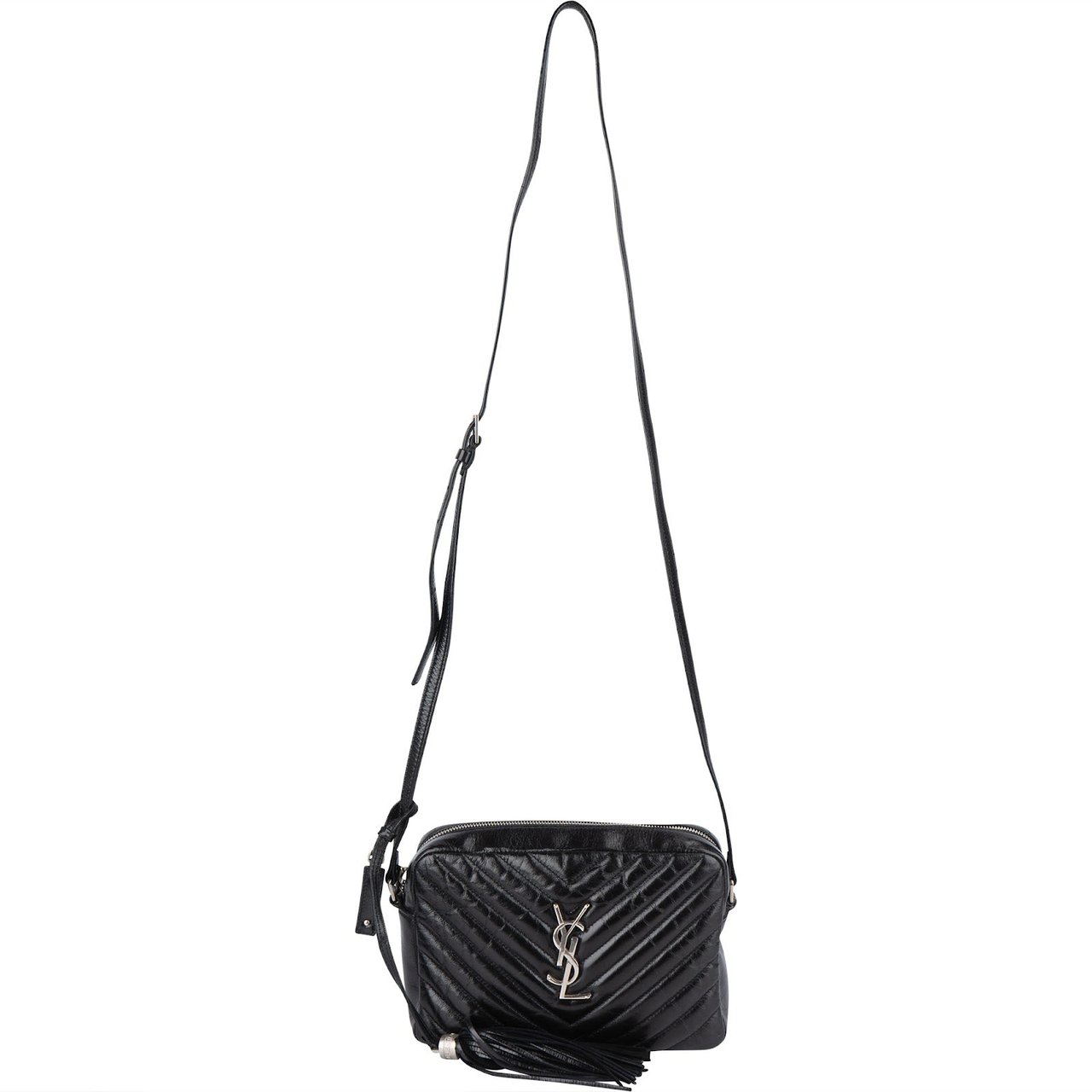 Saint Laurent Quilted Leather Lou Camera Crossbody Bag Zwart