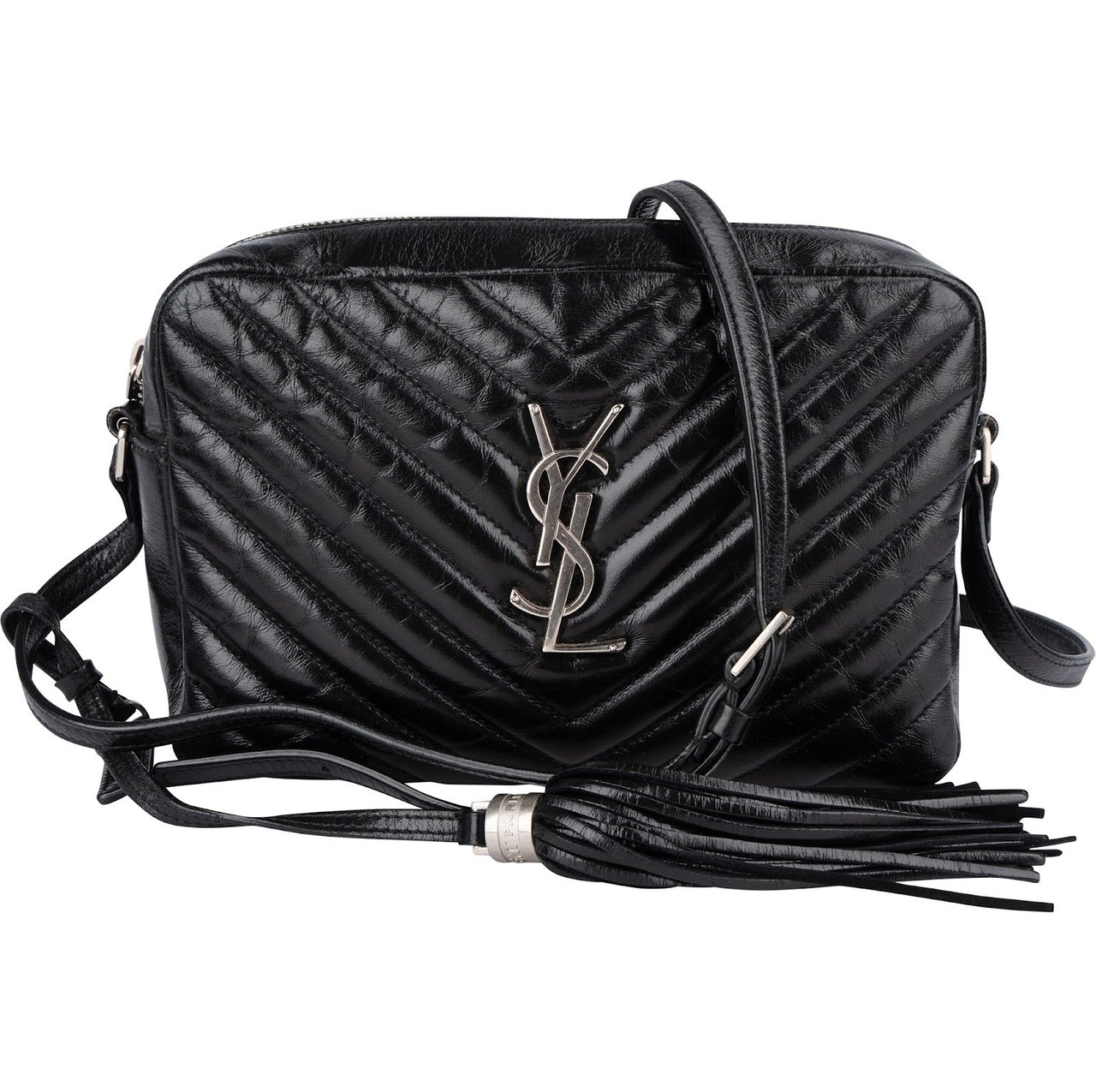 Saint Laurent Quilted Leather Lou Camera Crossbody Bag Zwart