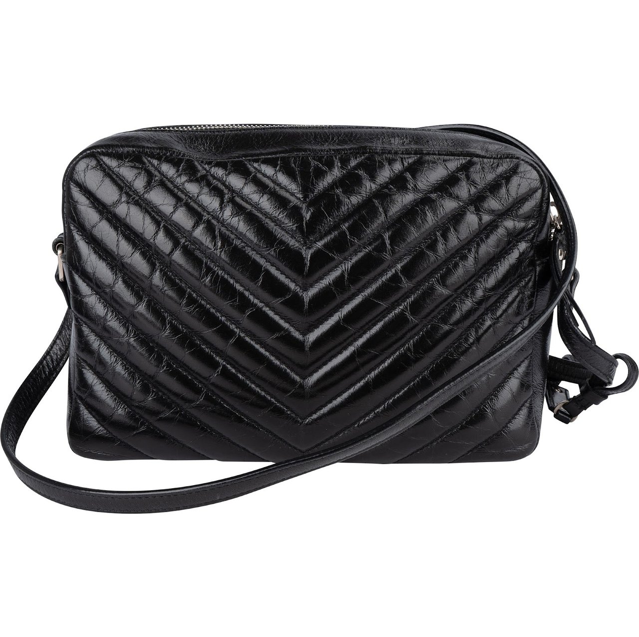Saint Laurent Quilted Leather Lou Camera Crossbody Bag Zwart