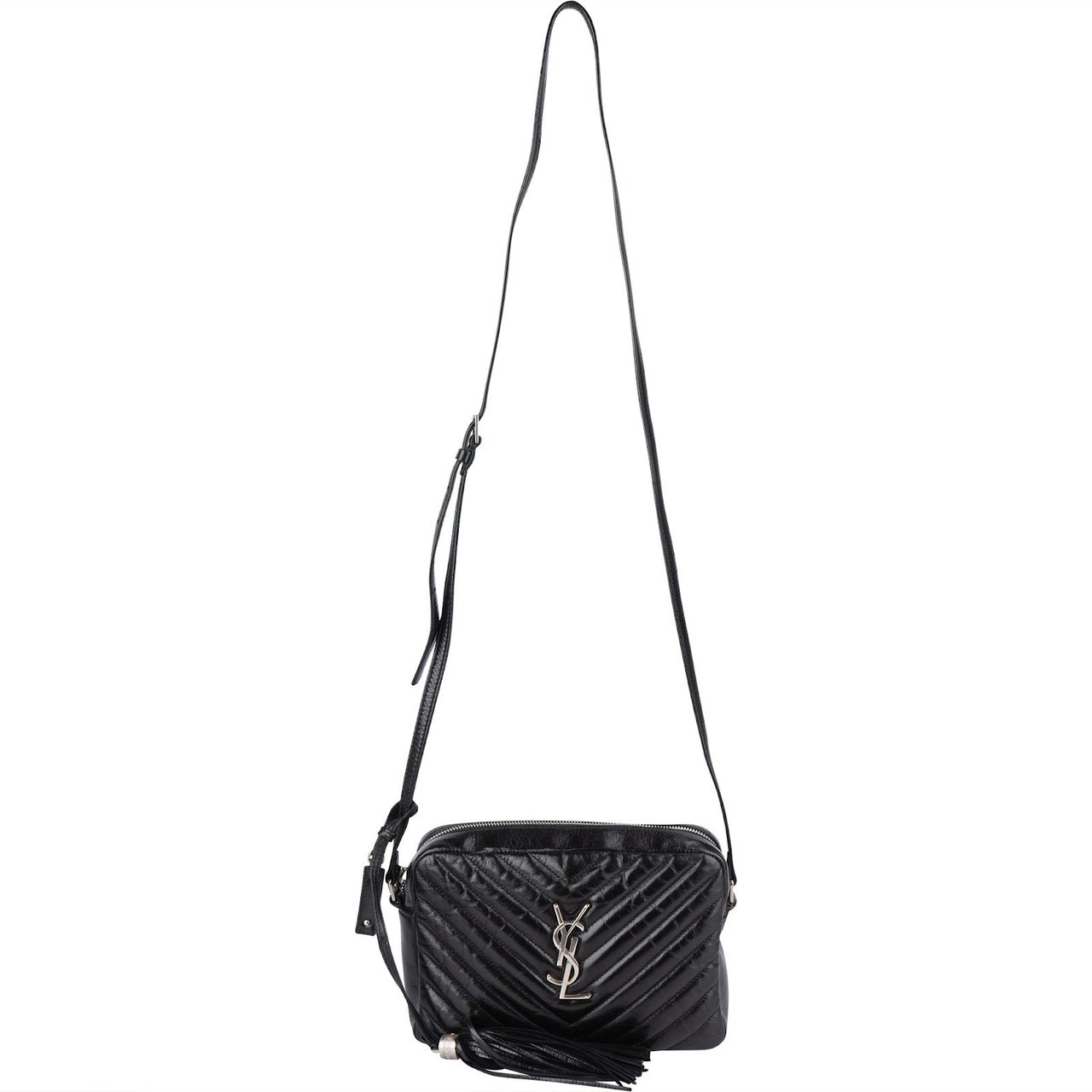 Saint Laurent Saint Laurent Quilted Leather Lou Camera Crossbody Bag Zwart