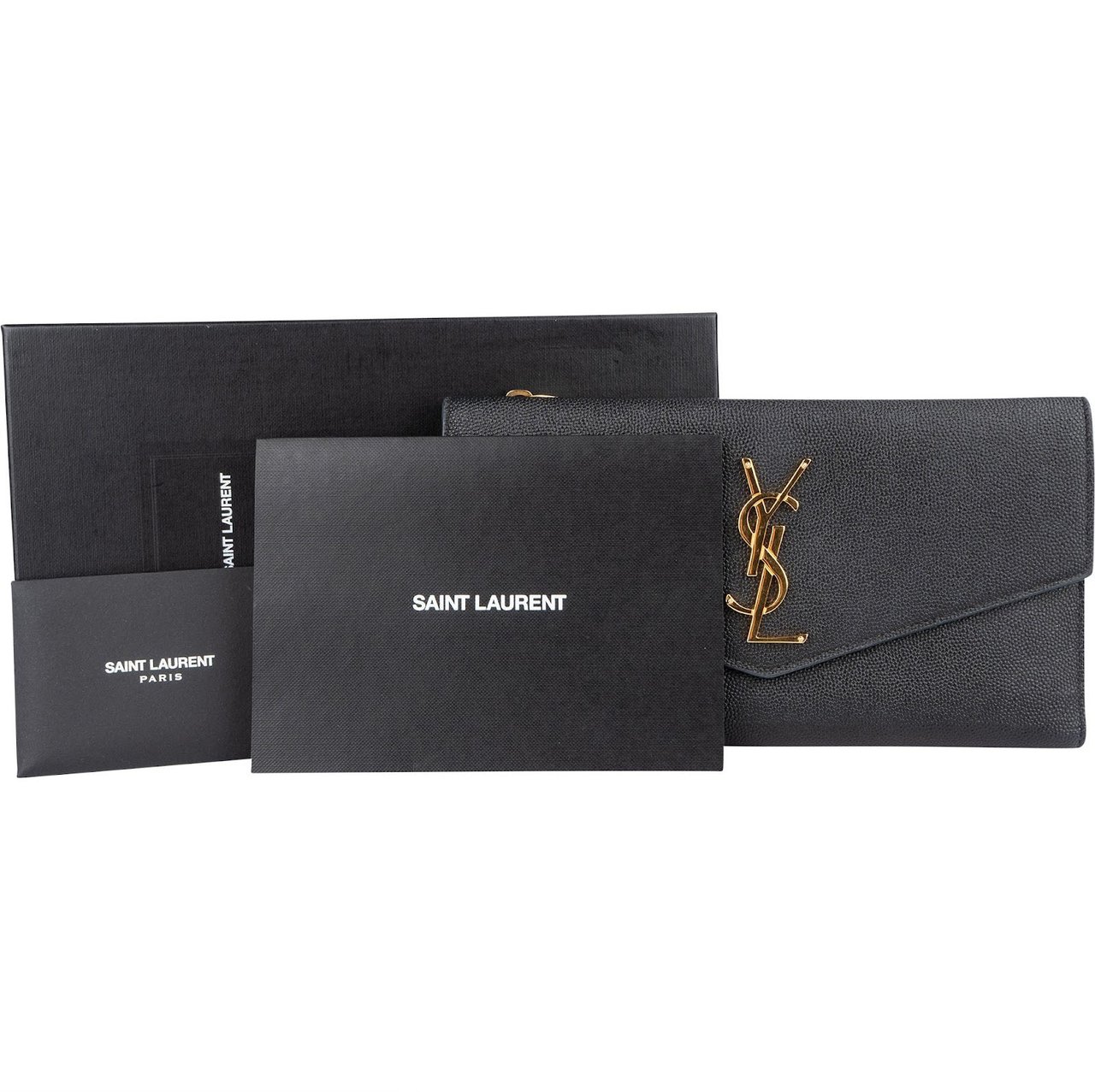 Saint Laurent Saint Laurent Grain de Poudre Leather Uptown Wallet Zwart