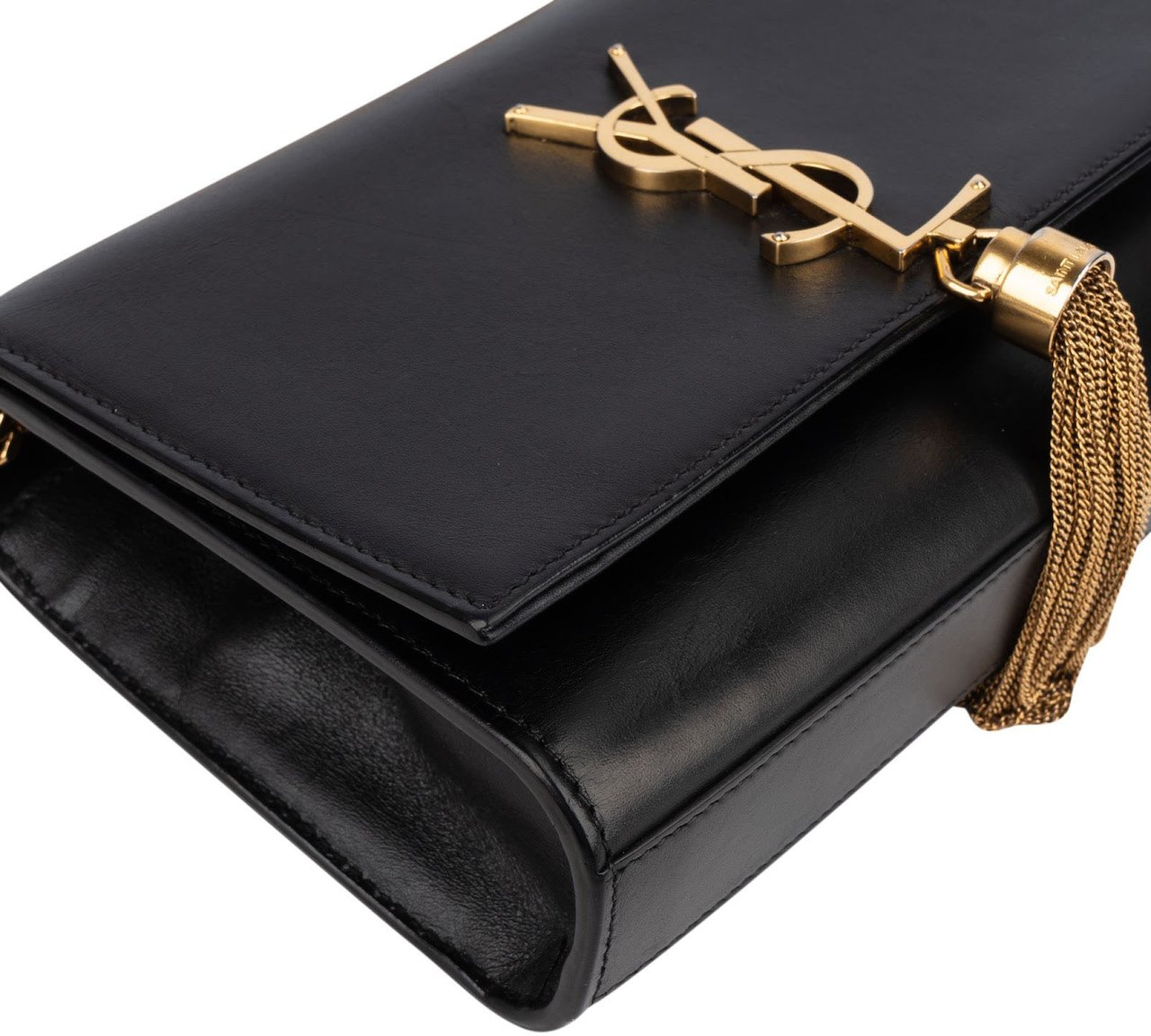 Saint Laurent Saint Laurent Black Leather Kate Chain Crossbody Bag Zwart