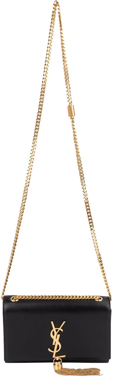 Saint Laurent Saint Laurent Black Leather Kate Chain Crossbody Bag Zwart