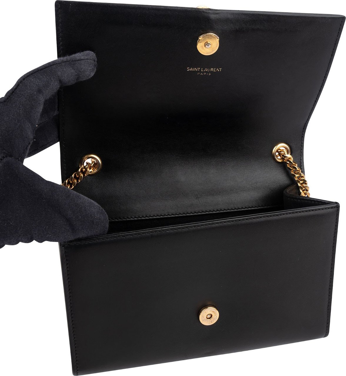 Saint Laurent Saint Laurent Black Leather Kate Chain Crossbody Bag Zwart