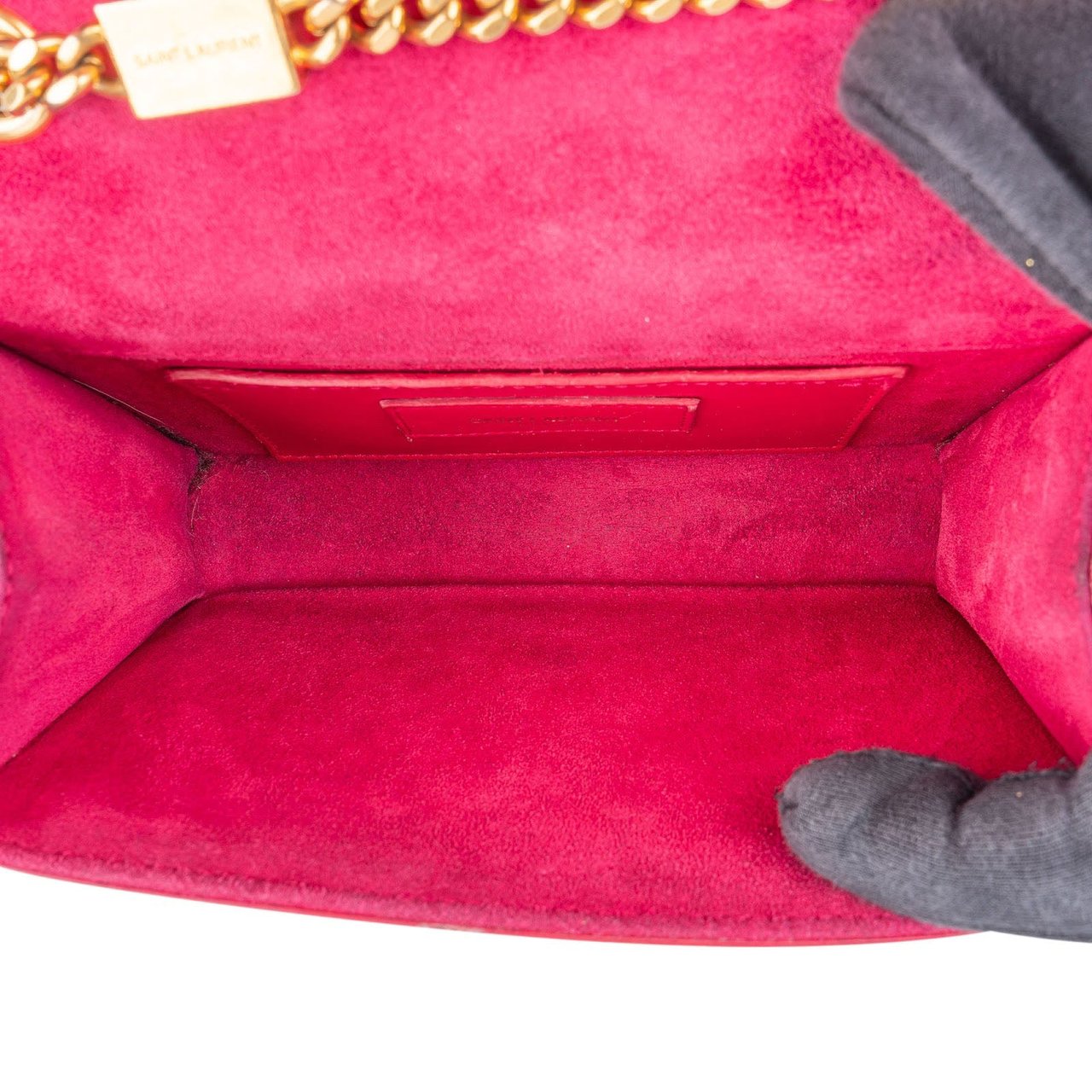 Saint Laurent Saint Laurent Patent Leather Kate Chain Crossbody Bag Rood