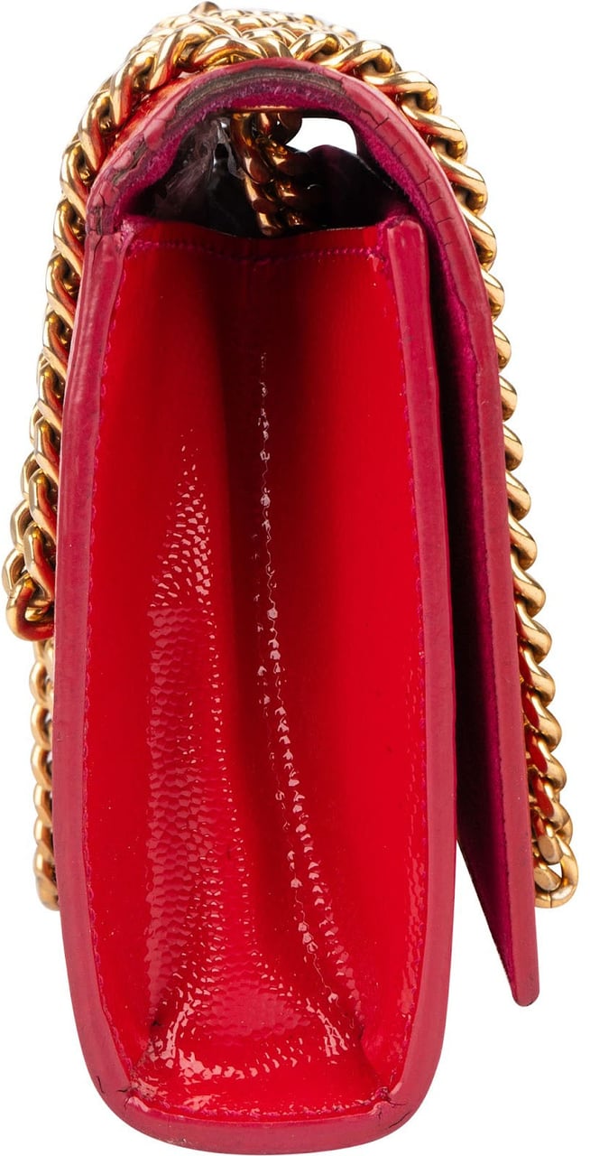 Saint Laurent Saint Laurent Patent Leather Kate Chain Crossbody Bag Rood