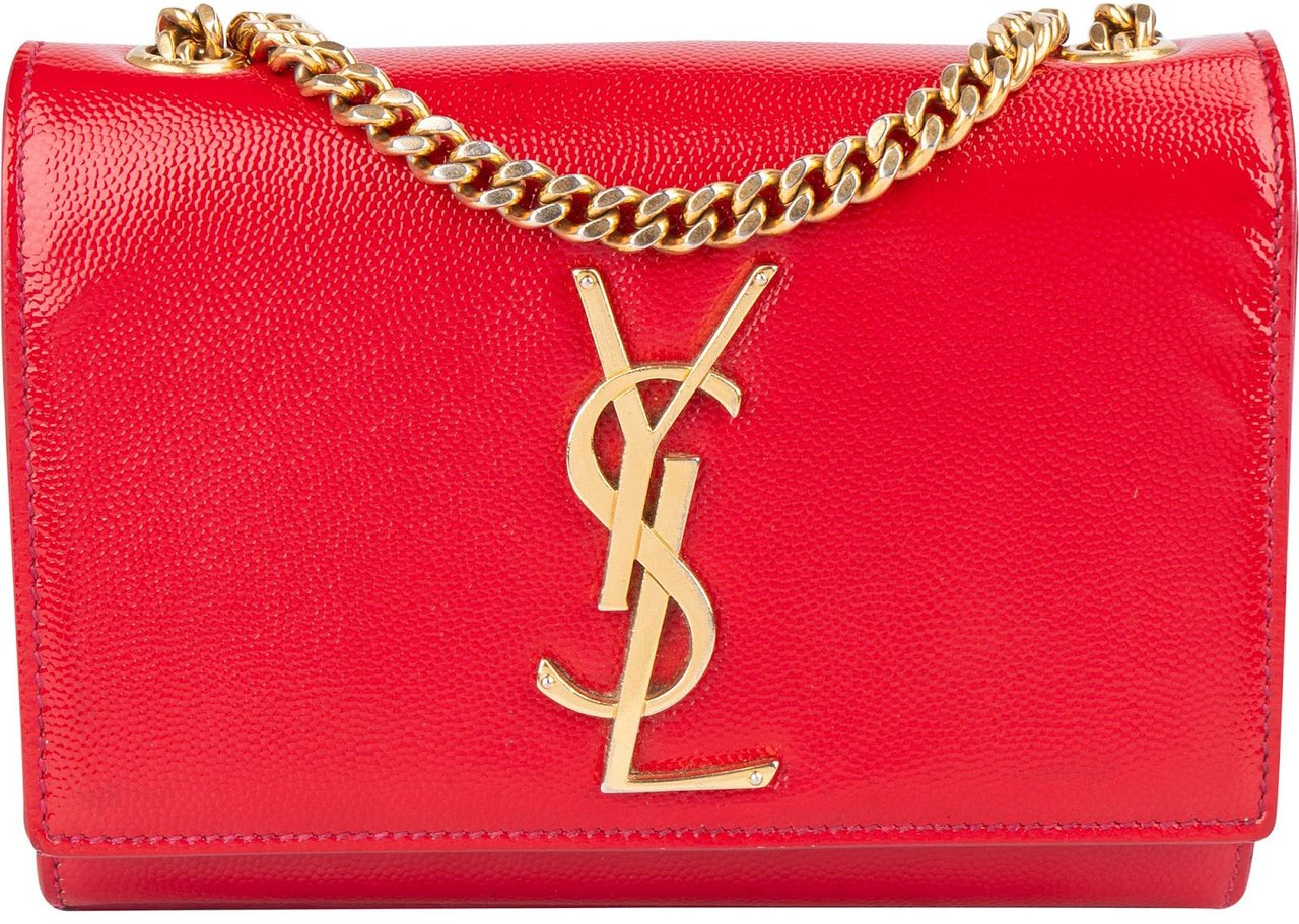 Saint Laurent Saint Laurent Patent Leather Kate Chain Crossbody Bag Rood
