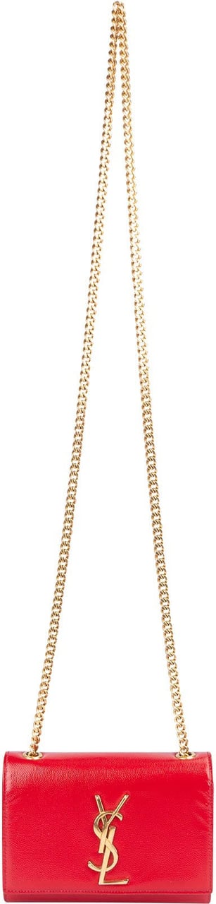 Saint Laurent Saint Laurent Patent Leather Kate Chain Crossbody Bag Rood