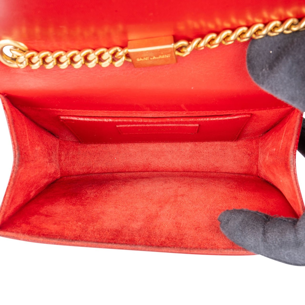 Saint Laurent Red Leather Kate Chain Crossbody Bag Rood