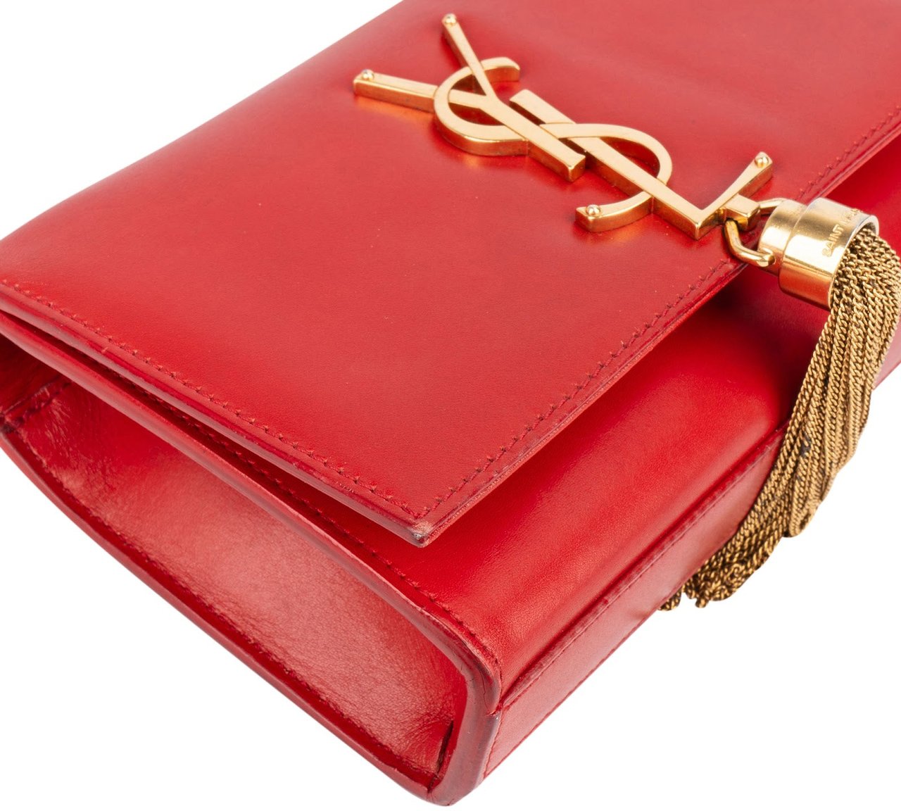 Saint Laurent Red Leather Kate Chain Crossbody Bag Rood