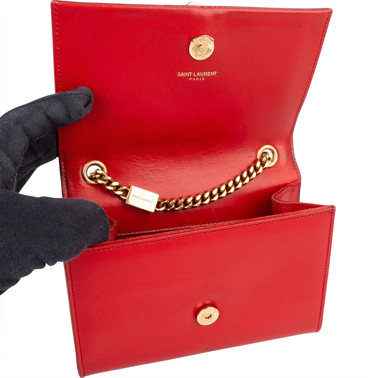 Saint Laurent Red Leather Kate Chain Crossbody Bag Rood