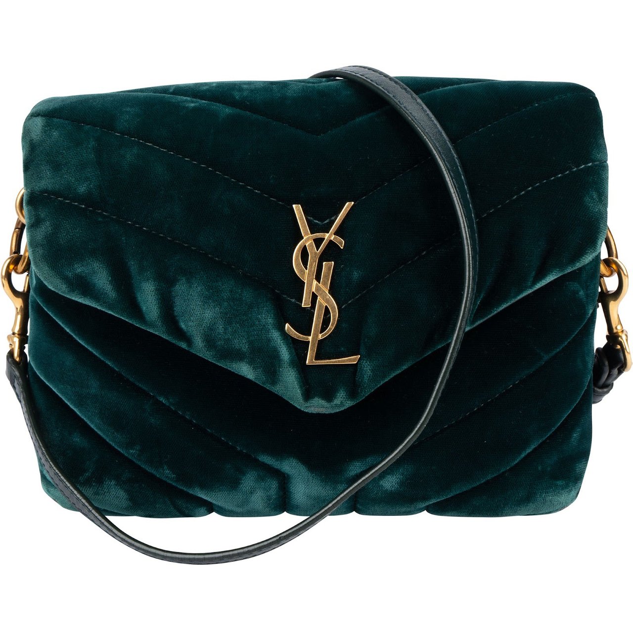 Saint Laurent Saint Laurent Velvet Loulou Toy Crossbody Bag Donkergroen