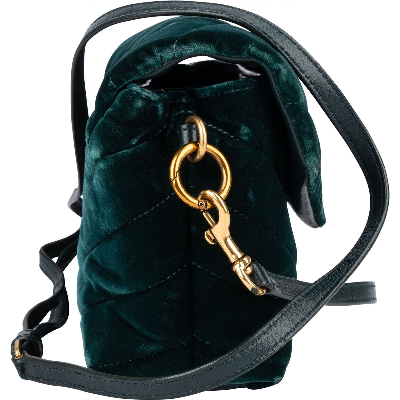 Saint Laurent Saint Laurent Velvet Loulou Toy Crossbody Bag Donkergroen